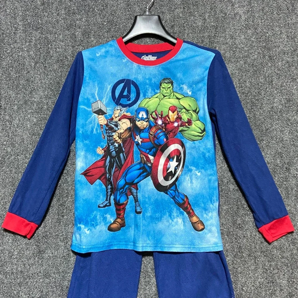 Boys Marvel Avengers‎ Pajamas Size 10 12 Long Sleeve Flame Resistant Sleepwear